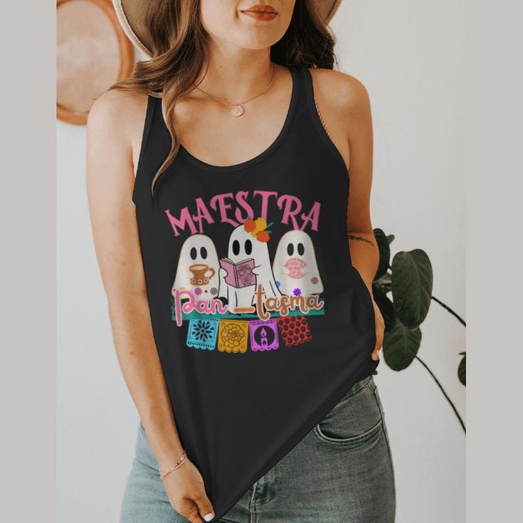 Maestra Pantasmas Conchas Teacher Mexican Halloween Flowy Tank, funny design