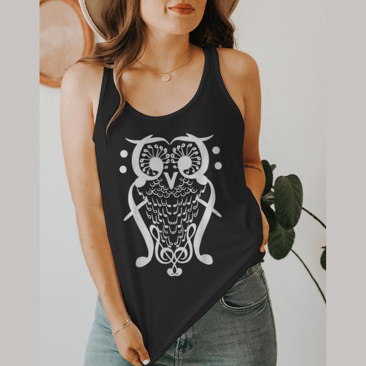 Music Note Owl Shirt Musicians Teacher Birthday Bird Flowy Tank, funny design