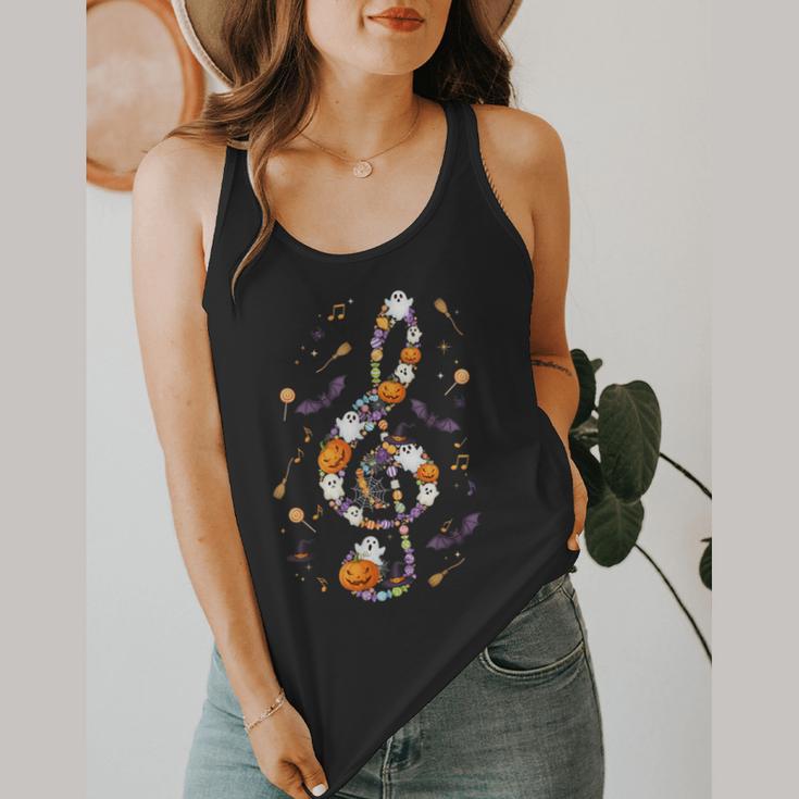 Music Note Symbol Halloween For Music Teacher Musicians Flowy Tank, funny design