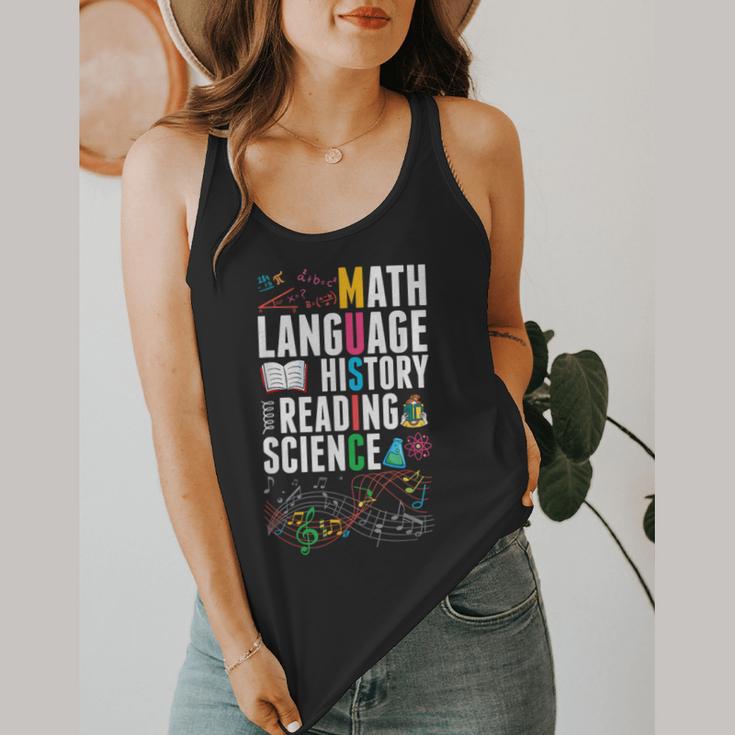 Music Teacher Music Math Language History Reading Science Flowy Tank, funny design Music Teacher Music Math Language History Reading Science Flowy Tank, funny design
