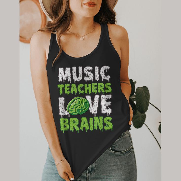Music Teachers Love Brains Cute Teaching Halloween Flowy Tank, funny design