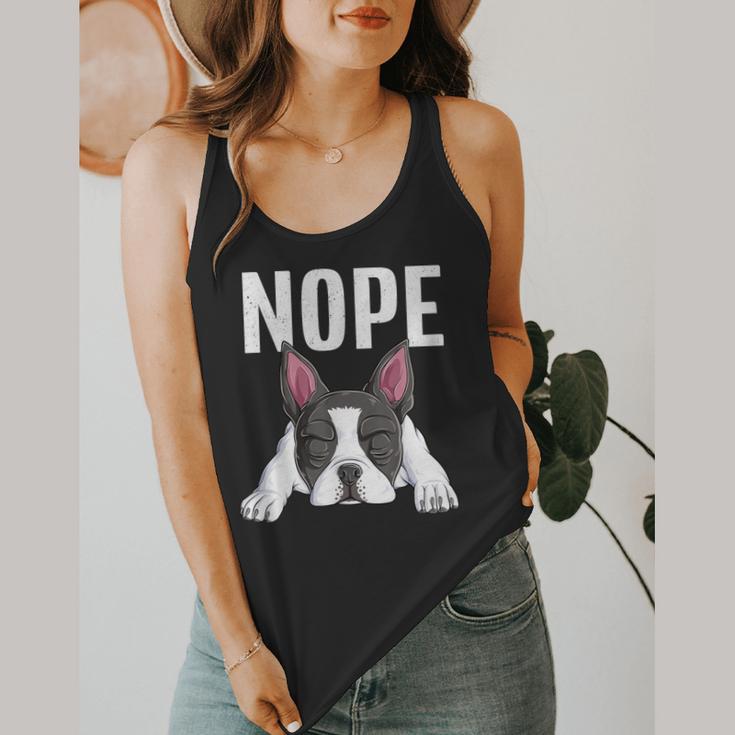 Nope Boston Terrier Puppy Dog Bostie Lover Men Women Girls Kids Flowy Tank, funny design