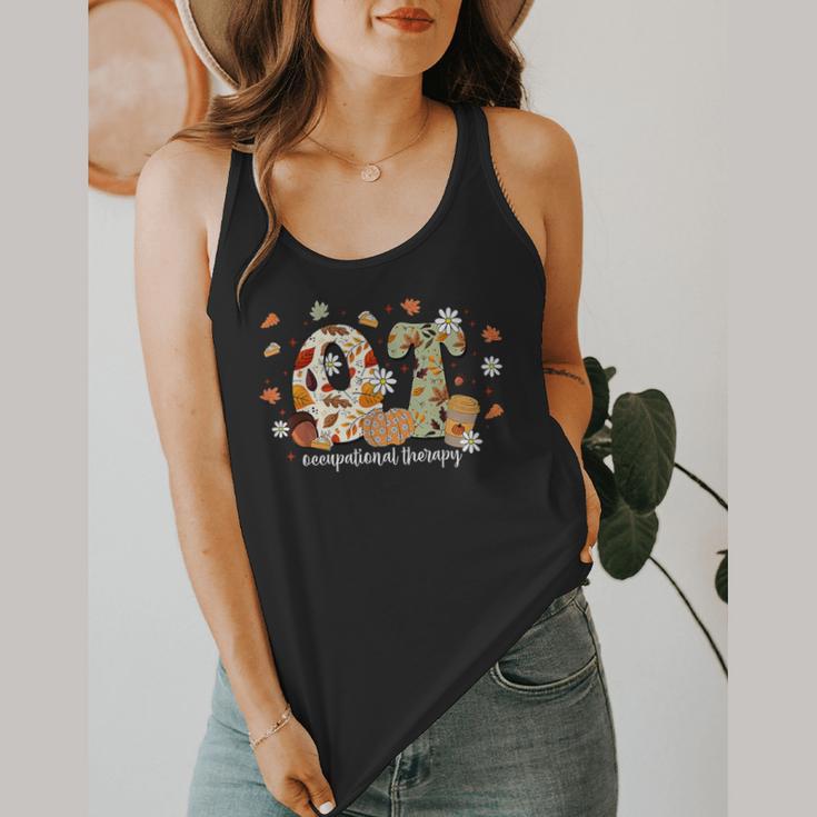 Occupational Therapy Fall Autumn Pumpkin Flower OTA Teacher Flowy Tank, funny design