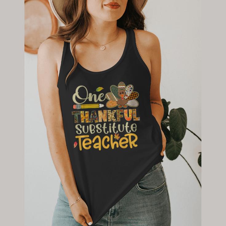 One Thankful Substitute Teacher Turkey Leopard Thanksgiving For Men Women Flowy Tank, funny design