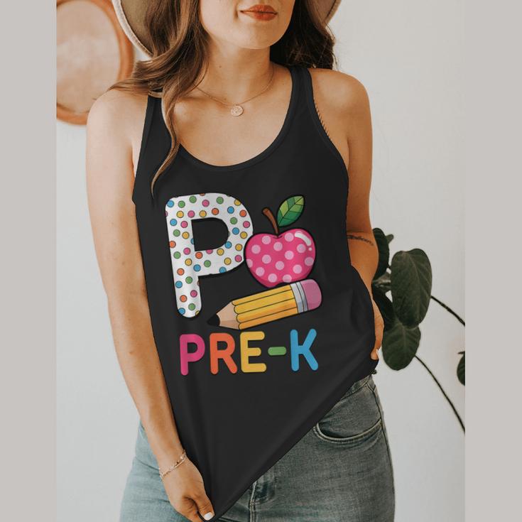 P Is For Pre K Teacher Student Pencil Apple Back To School Flowy Tank, funny design