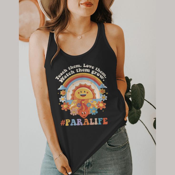 Paraprofessional Para Life Sun Flower Teacher Back To School Flowy Tank, funny design