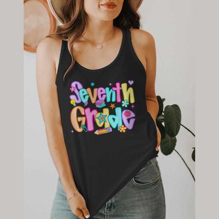 Preppy Seventh Grade Back To School 7th Grade Teachers Girls Flowy Tank, funny design