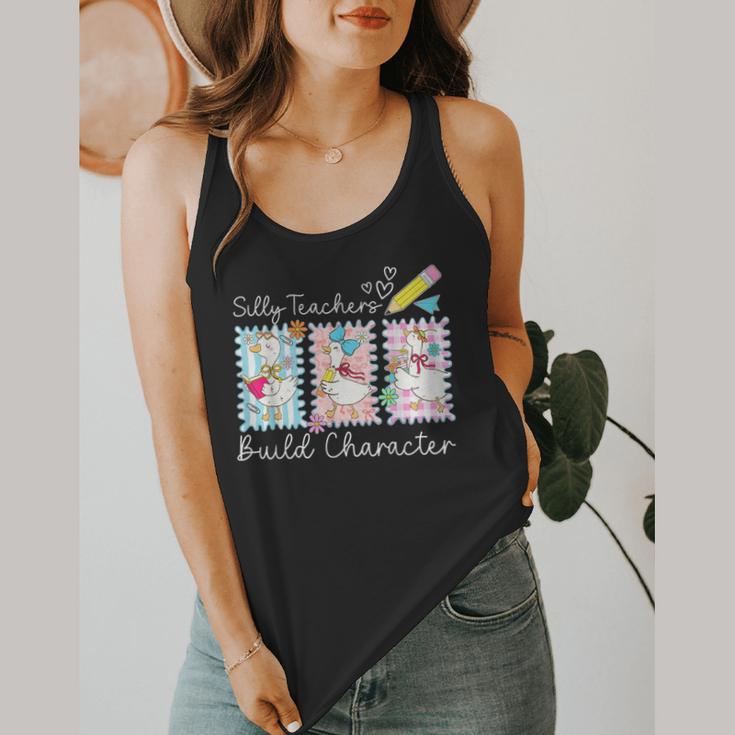 Preppy Silly Teacher Goose Build Character Back To School Flowy Tank, funny design Preppy Silly Teacher Goose Build Character Back To School Flowy Tank, funny design