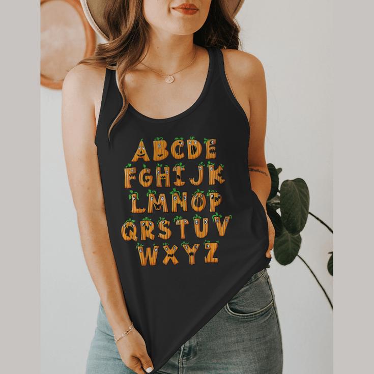 Pumpkin ABC Halloween Alphabet Costume School Teacher Kids Flowy Tank, funny design