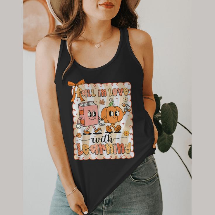 Pumpkin Teacher Preppy Fall In Love With Learning Autumn Flowy Tank, funny design Pumpkin Teacher Preppy Fall In Love With Learning Autumn Flowy Tank, funny design