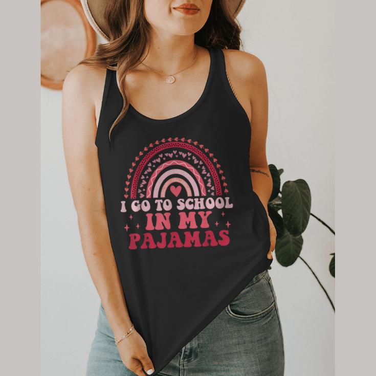 Rainbow Homeschool Mom Teacher I Go To School In My Pajamas Flowy Tank, funny design Rainbow Homeschool Mom Teacher I Go To School In My Pajamas Flowy Tank, funny design