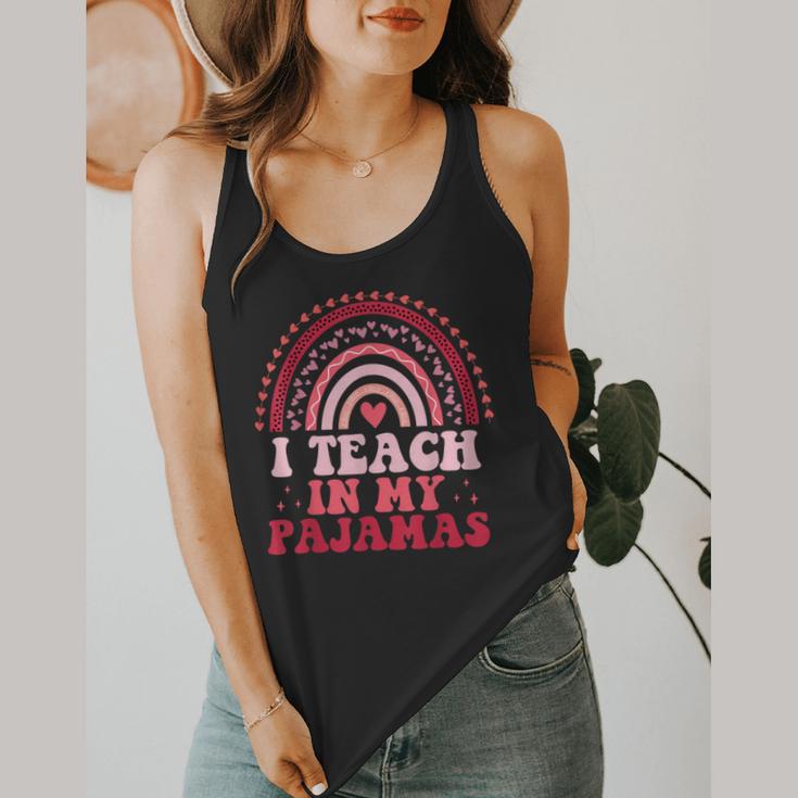 Rainbow Retro Homeschool Mom Teacher I Teach In My Pajamas Flowy Tank, funny design Rainbow Retro Homeschool Mom Teacher I Teach In My Pajamas Flowy Tank, funny design
