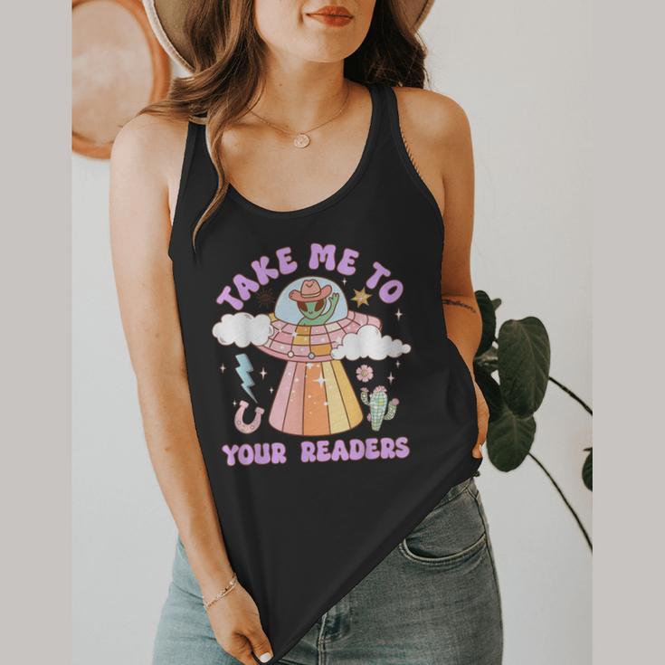 Take Me To Your Readers Alien Teacher Halloween Literacy Flowy Tank, funny design Take Me To Your Readers Alien Teacher Halloween Literacy Flowy Tank, funny design