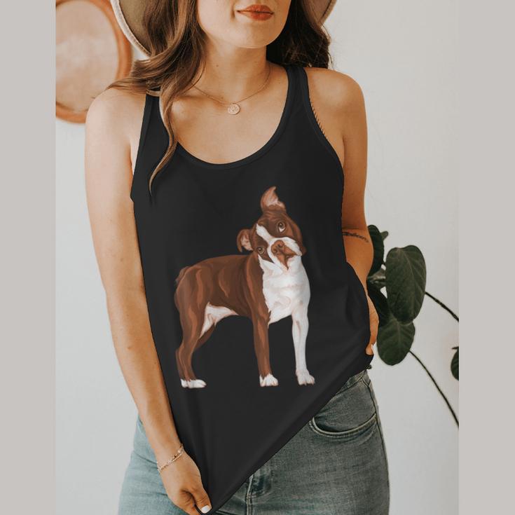 Red Boston Terrier Dog Flowy Tank, funny design