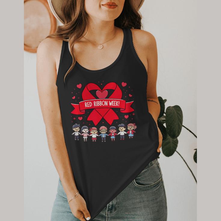 Red Ribbon Week Awareness For Students And Teachers Men Women Girls Kids Flowy Tank, funny design