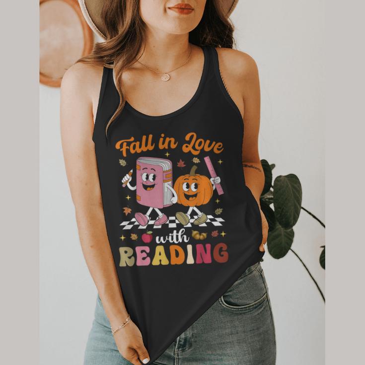 Retro Fall In Love With Learning Pumpkin Autumn Teacher Flowy Tank, funny design Retro Fall In Love With Learning Pumpkin Autumn Teacher Flowy Tank, funny design