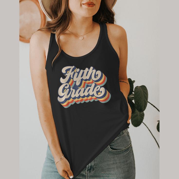 Retro Sunset Fifth Grade Teacher & Student Back To School Flowy Tank, funny design