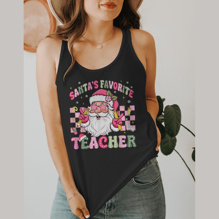 Santa's Favorite Teacher Groovy Christmas Teacher Boys Girls Flowy Tank, funny design
