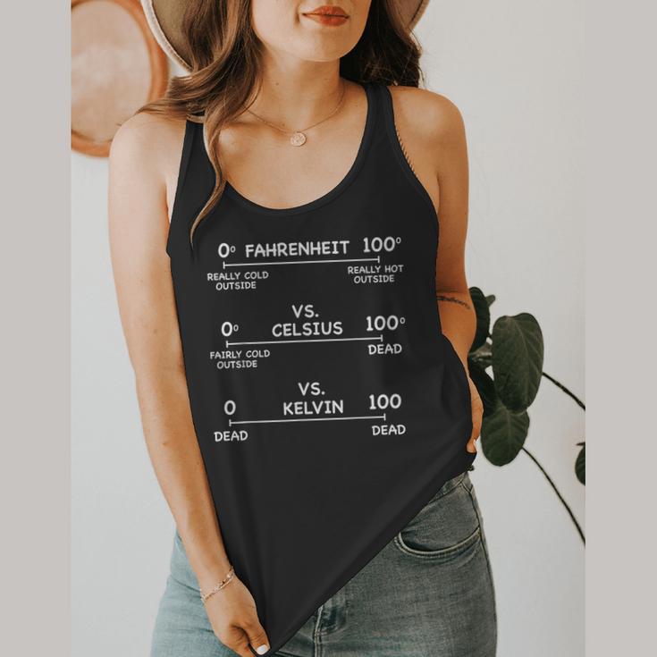 Science Teacher Engineering Temperature Scales Fahrenheit Vs Celsius Vs Kelvin Humorous -Adults - Small Short Sleeve Modern V-Neck Cotton Blend Machine Wash Flowy Tank, funny design