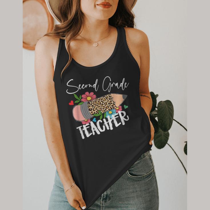 Second Grade Teacher Leopard Pencil 2nd Grade Women Teacher Flowy Tank, funny design Second Grade Teacher Leopard Pencil 2nd Grade Women Teacher Flowy Tank, funny design