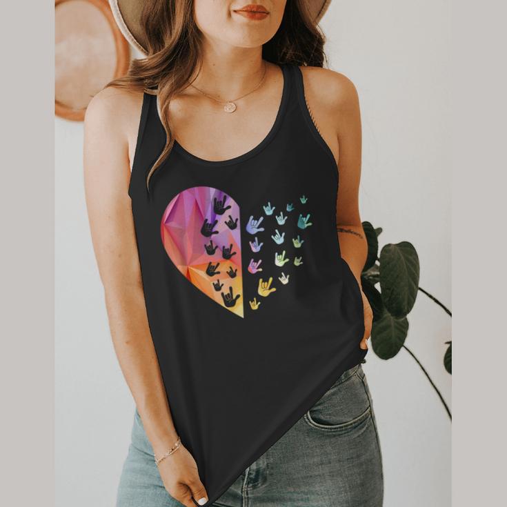 Sign Language Heart ASL For Deaf Teacher Flowy Tank, funny design Sign Language Heart ASL For Deaf Teacher Flowy Tank, funny design