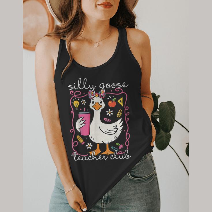 Silly Goose Teacher Club Animal Lover Groovy Teacher Flowy Tank, funny design Silly Goose Teacher Club Animal Lover Groovy Teacher Flowy Tank, funny design