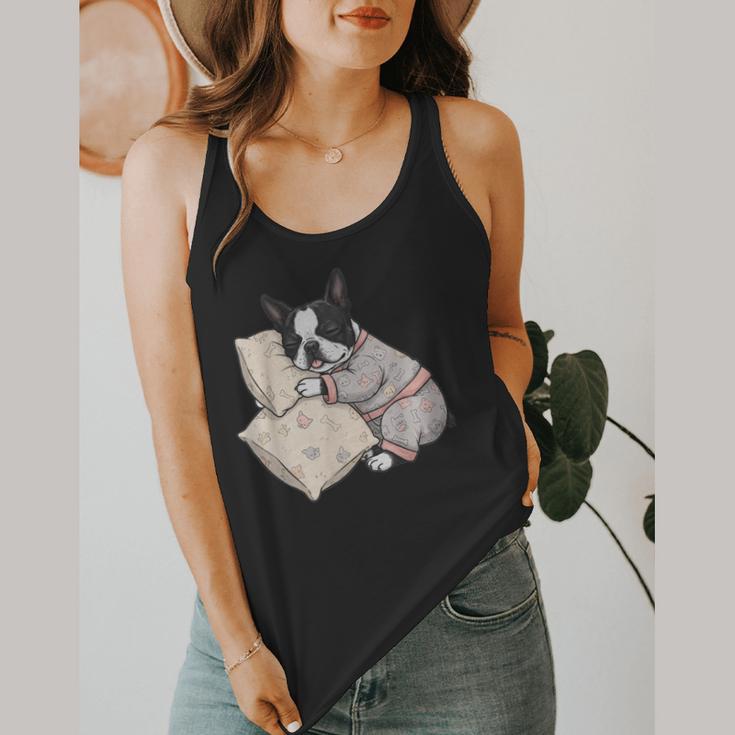 Sleepy Boston Terrier Pajama Men Women Kids Flowy Tank, funny design