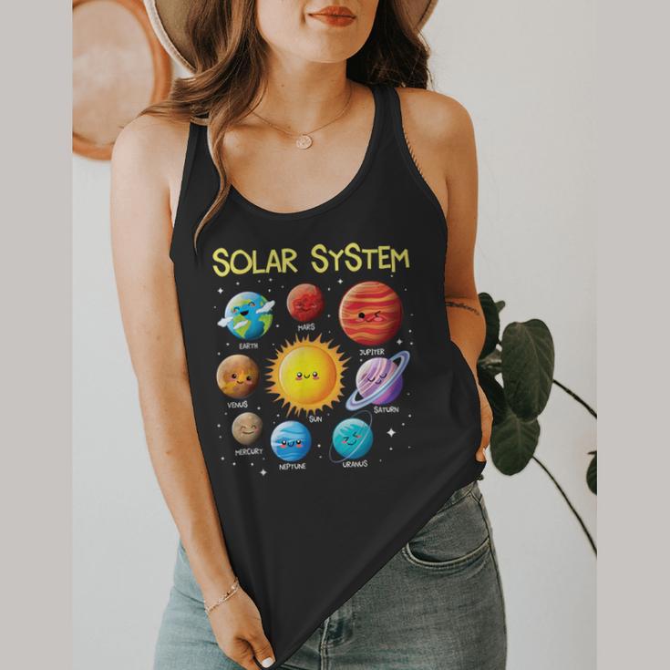 Solar System Cute Face Planets Space Science Teacher School Flowy Tank, funny design Solar System Cute Face Planets Space Science Teacher School Flowy Tank, funny design
