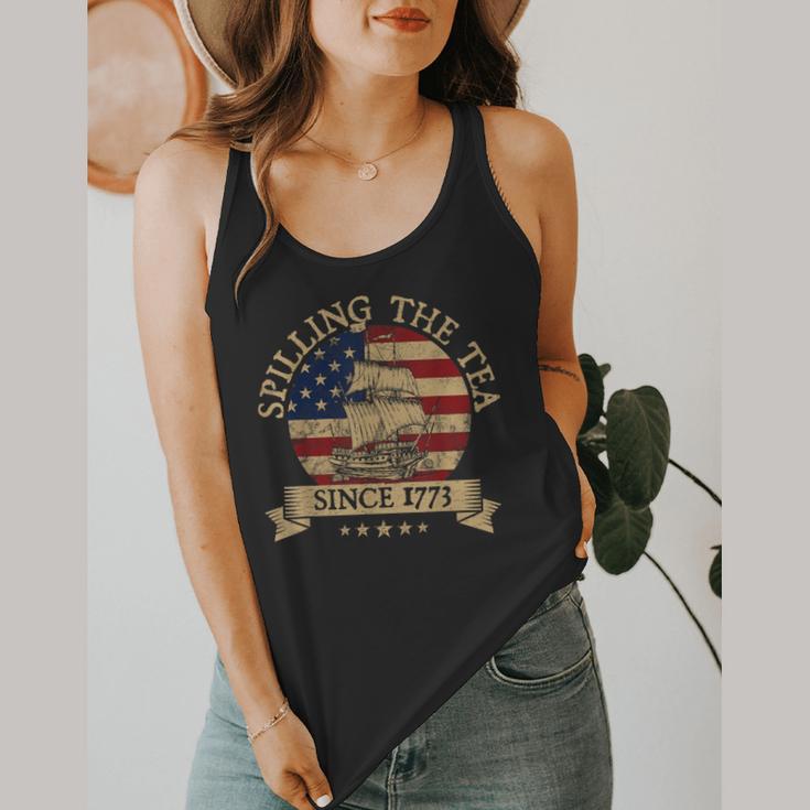 Spilling The Tea Since 1773 Vintage Us History Teacher Flowy Tank, funny design