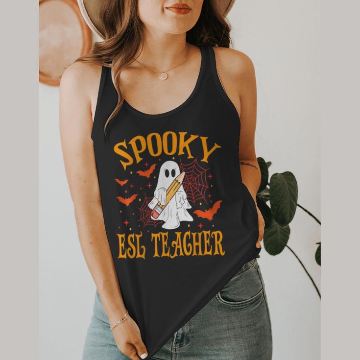 Spooky ESL Teacher Ghost Halloween School Women Flowy Tank, funny design