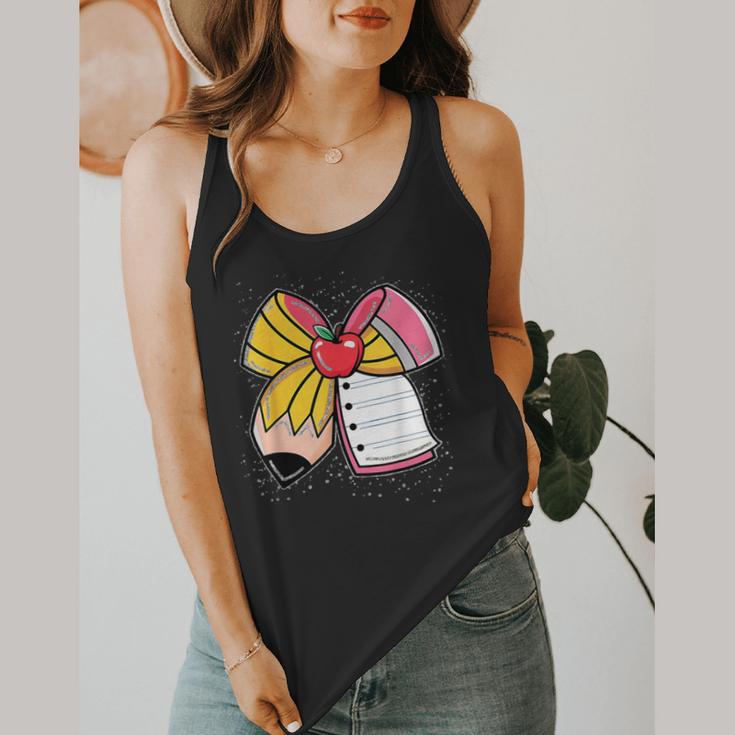Student Teacher Coquette Bow Pencil Back To School First Day Flowy Tank, funny design Student Teacher Coquette Bow Pencil Back To School First Day Flowy Tank, funny design
