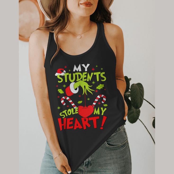 My Students Stole My Heart Teacher Holiday Merry Christmas Flowy Tank, funny design