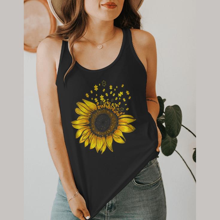 Sunflower Puzzle Pieces Autism Awareness For Mom Teacher For Women Flowy Tank, funny design Sunflower Puzzle Pieces Autism Awareness For Mom Teacher For Women Flowy Tank, funny design