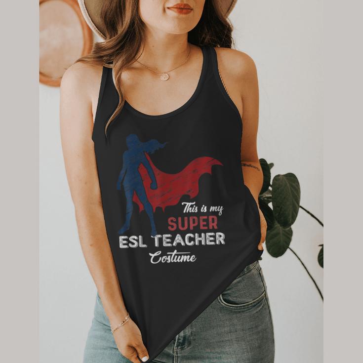This Is My Super ESL Teacher Costume Lazy Halloween Flowy Tank, funny design