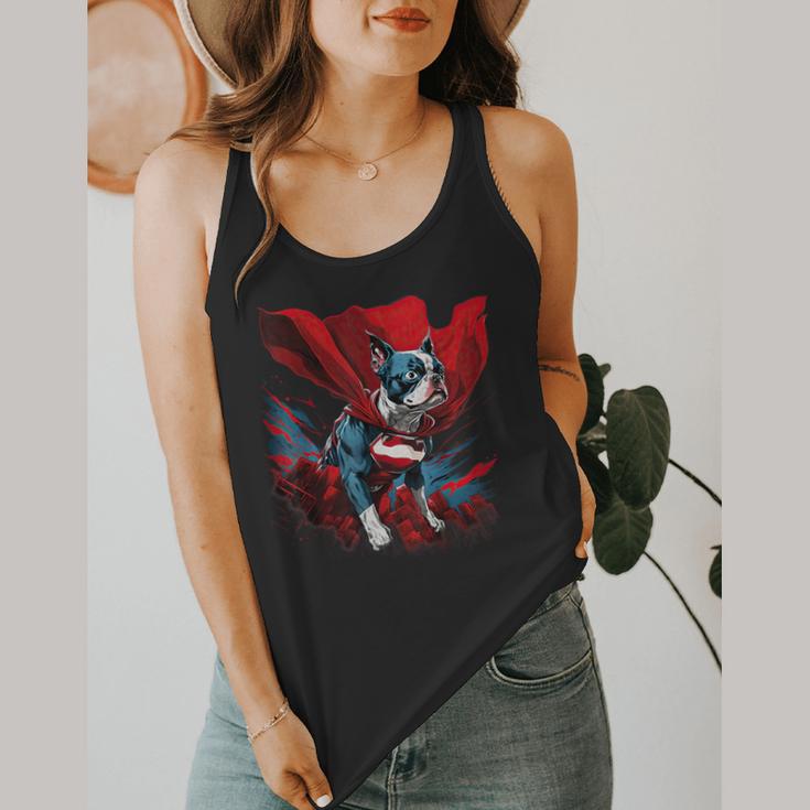 Super Power Superhero Boston Terrier Dog For Men Women Kids Flowy Tank, funny design