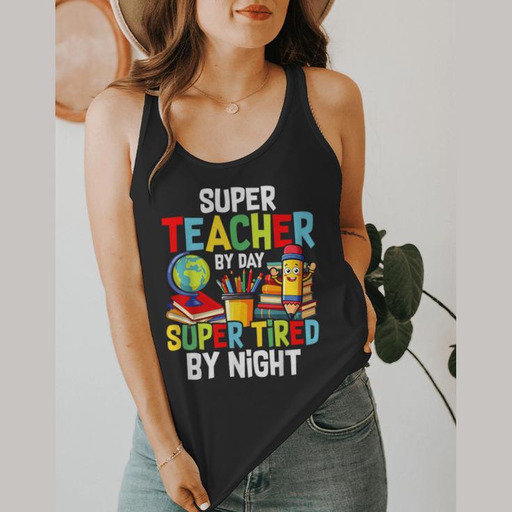 Super Teacher By Day Super Tired By Night Flowy Tank, funny design Super Teacher By Day Super Tired By Night Flowy Tank, funny design