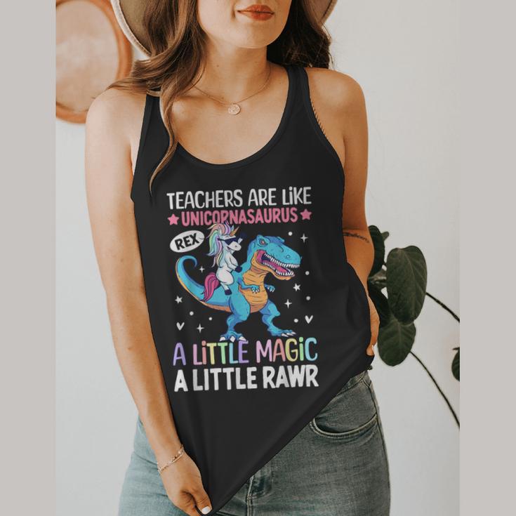 T Rex Dinosaur Unicorn Teachers Are Like Unicornasaurus Rex Flowy Tank, funny design