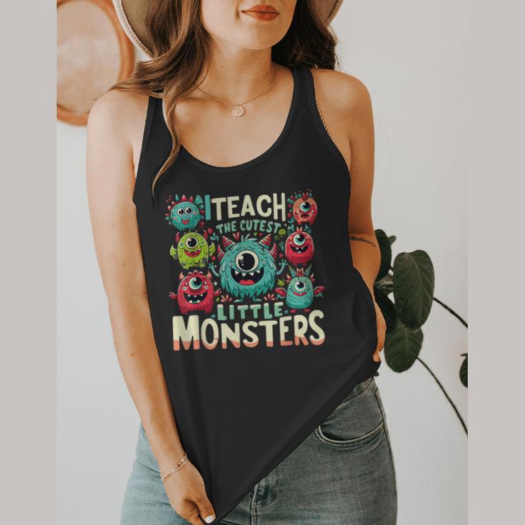 I Teach The Cutest Little Monsters Teacher Halloween Outfit Flowy Tank, funny design
