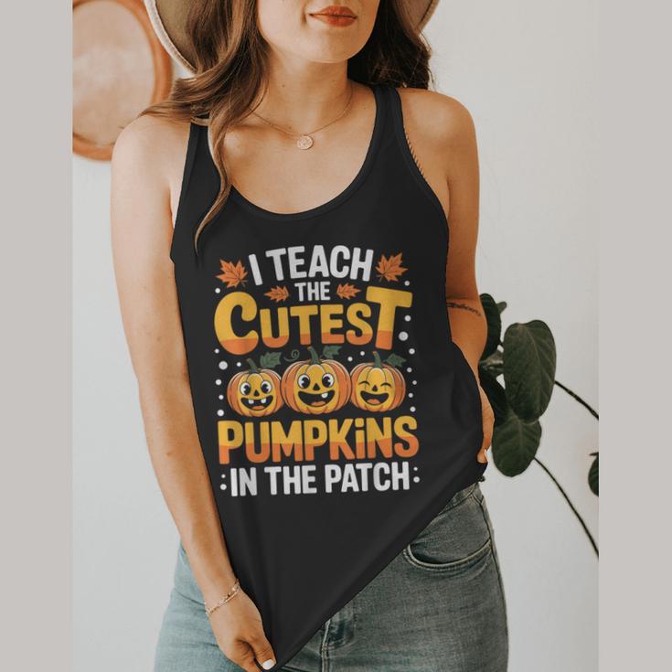 I Teach The Cutest Pumpkins Shirt Teachers Halloween Flowy Tank, funny design