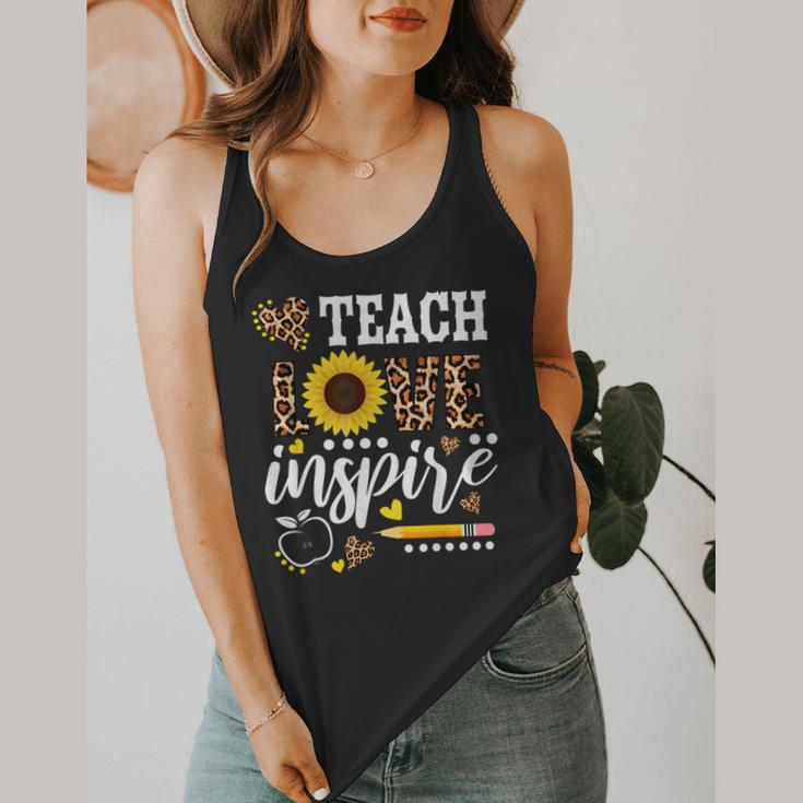 TEACH LOVE INSPIRE Teacher Sunflower Appreciation Flowy Tank, funny design TEACH LOVE INSPIRE Teacher Sunflower Appreciation Flowy Tank, funny design
