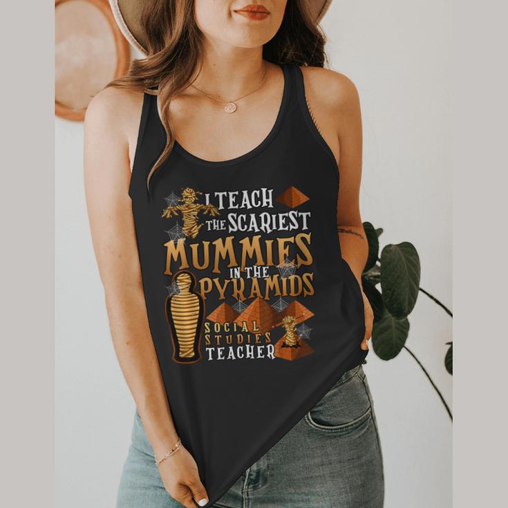 Teach The Scariest Mummies Halloween Social Studies Teacher Men Women Flowy Tank, funny design