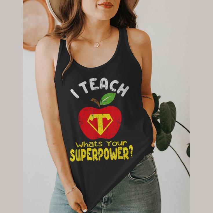 I Teach What's Your Superpower Superhero Teacher Flowy Tank, funny design I Teach What's Your Superpower Superhero Teacher Flowy Tank, funny design