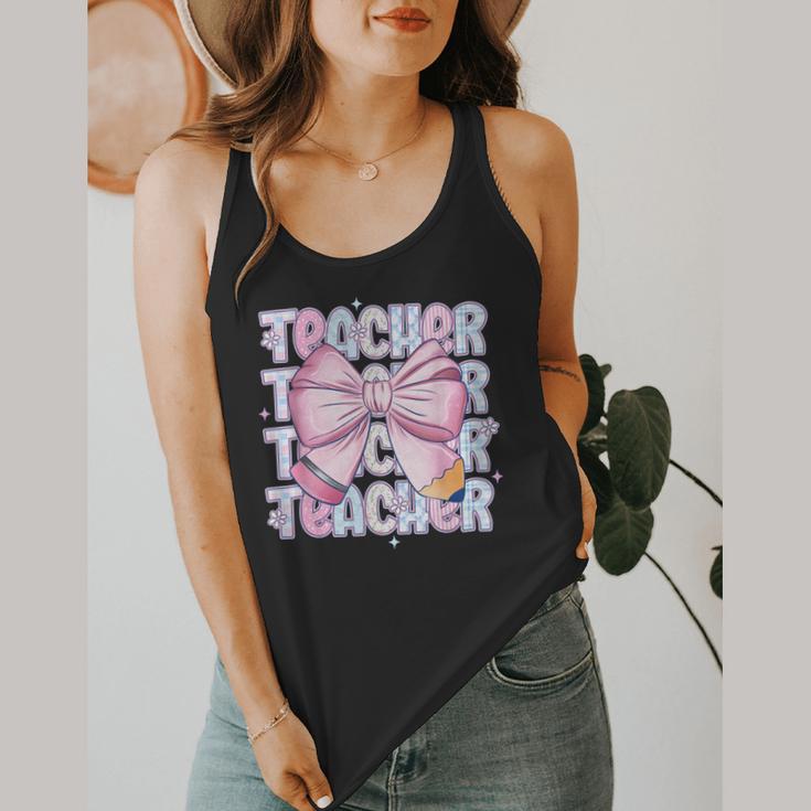 Teacher Bow Pencil Flowers Teacher Back To School Flowy Tank, funny design Teacher Bow Pencil Flowers Teacher Back To School Flowy Tank, funny design
