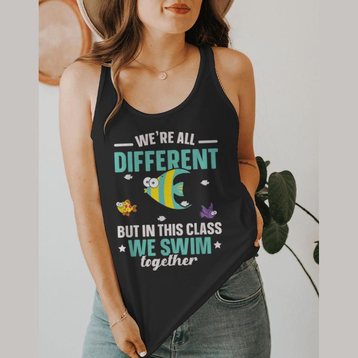 Teacher We All Different But In This Class We Swim Together Flowy Tank, funny design Teacher We All Different But In This Class We Swim Together Flowy Tank, funny design