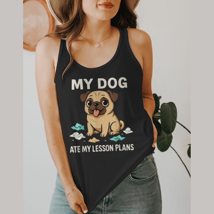 Teacher My Dog Ate My Lesson Plans School Staff Flowy Tank, funny design