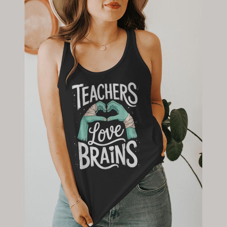 Teacher Halloween Shirt Women Men Teachers Love Brains Flowy Tank, funny design