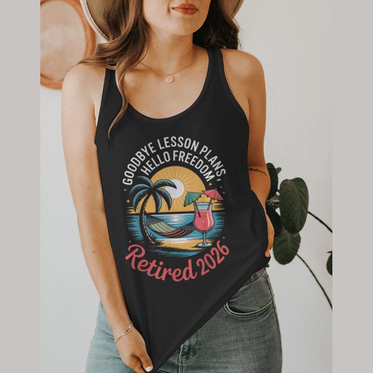 Teacher Retirement Shirts 2026 Goodbye Lesson Hello Freedom Flowy Tank, funny design