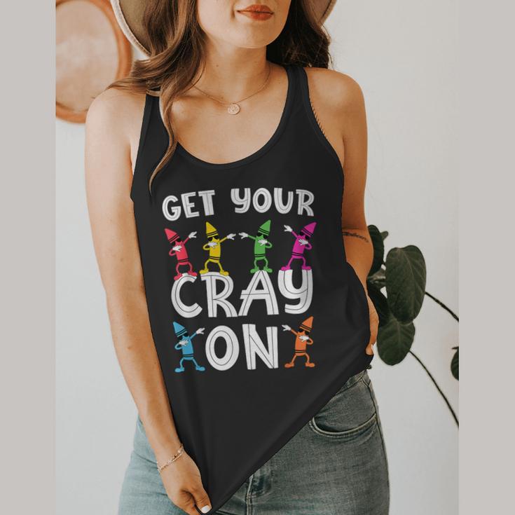 Teacher's Get Your Cray On Dabbing Crayons Flowy Tank, funny design Teacher's Get Your Cray On Dabbing Crayons Flowy Tank, funny design