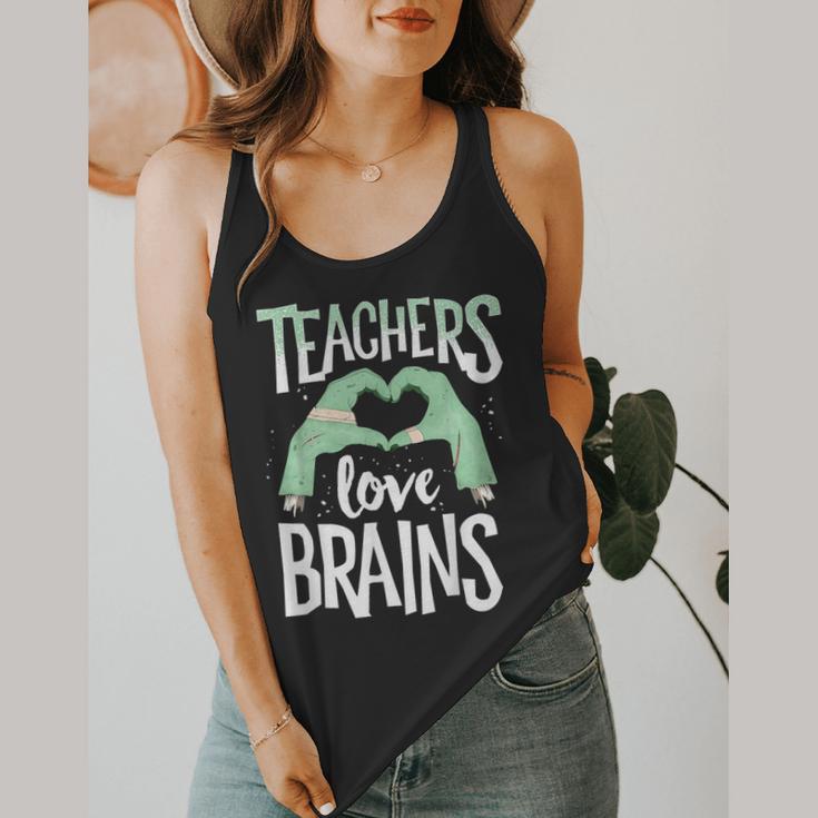 Teachers Love Brains Halloween Costume Trick Treat Zombie Flowy Tank, funny design Teachers Love Brains Halloween Costume Trick Treat Zombie Flowy Tank, funny design