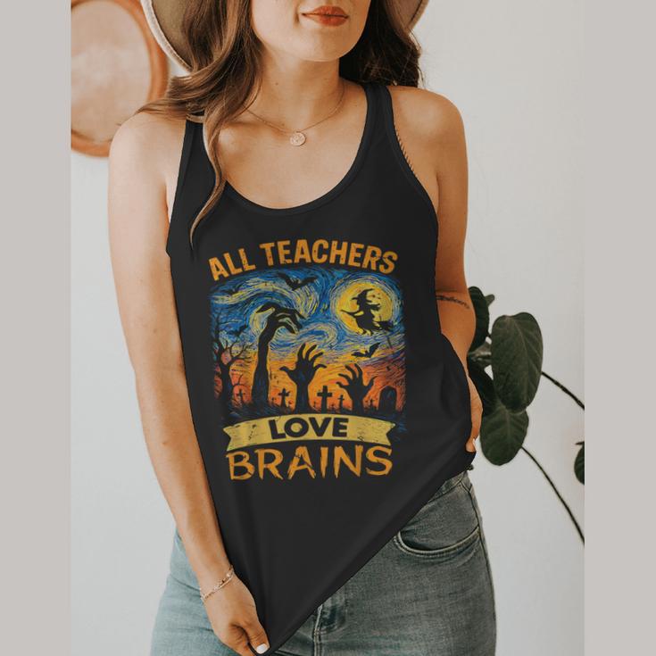 All Teachers Love Brains Shirt Teacher Halloween Tee Flowy Tank, funny design